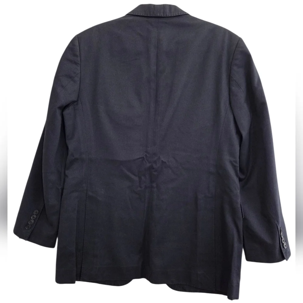 Carolina Herrera Navy 100% Cotton Sport Coat - Size 40 Red Contrast Piping